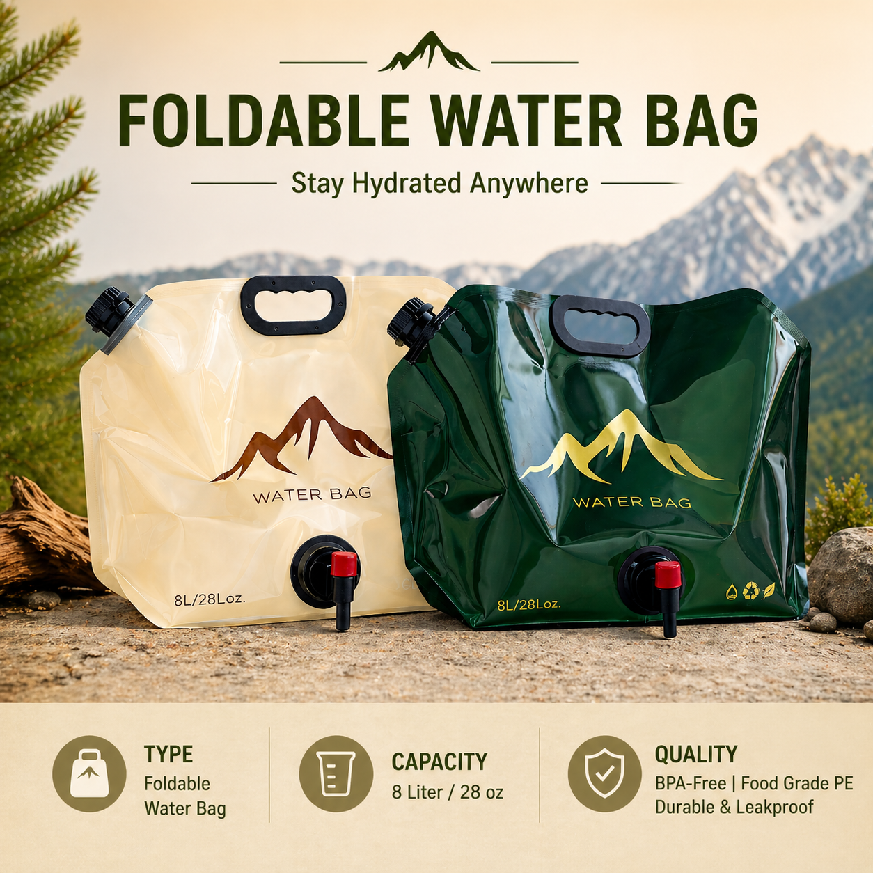 Desert Camp Foldable Water Bag